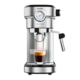 Cecotec Cafetera para Espressos y Cappuccino Cafelizzia 790 Steel Pro. 1350 W, Manometro, Sistema Thermoblock, 20 Bares, Modo Auto para 1-2 Cafés, Vaporizador Orientable, 1.2 L, Color Acero