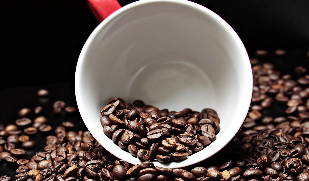 coffee beans, coffee cup, cup